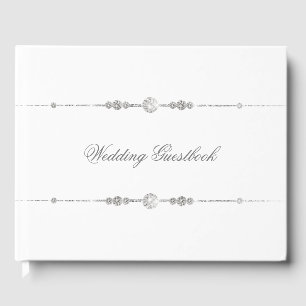 Diamond Embelishment On White Wedding Guest Book
