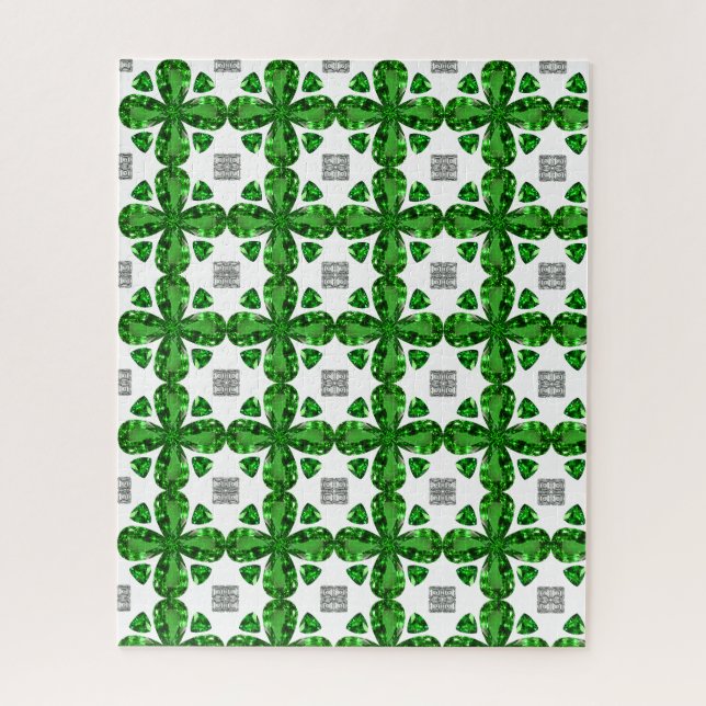 Diamond & Emerald Gemstone Art, Green Jigsaw Puzzle (Vertical)