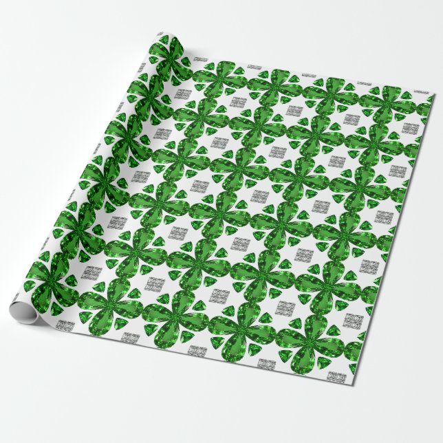 Diamond & Emerald Gemstone Art, Green Wrapping Paper (Unrolled)