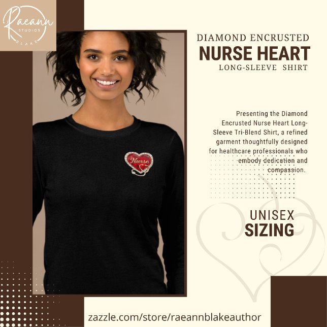 Diamond Encrusted Nurse Heart Long-Sleeve Tri-Blend Shirt (Creator Uploaded)