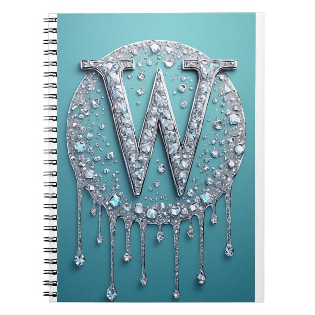 Diamond-Encrusted W Monogram Notebook (Front)