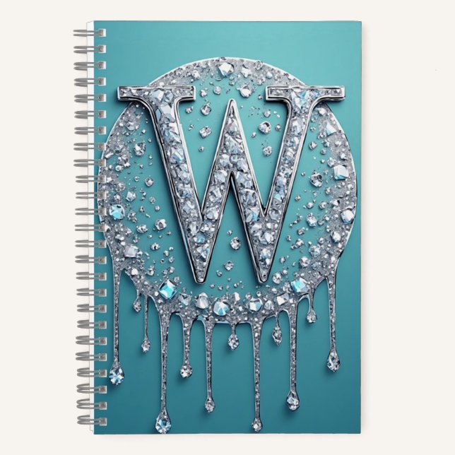 Diamond-Encrusted W Monogram Notebook (Front)