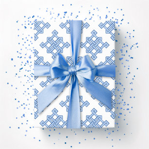 Diamond Endless Knot Hue in Blue Wrapping Paper