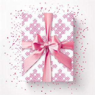 Diamond Endless Knot Hue in Pink Wrapping Paper