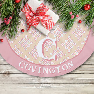 Diamond Endless Knot in Pink + Orange Personalised Faux Linen Tree Skirt