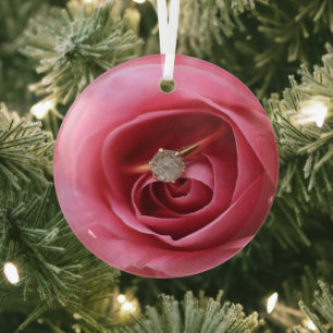 Diamond Engagement Ring  Glass Tree Decoration