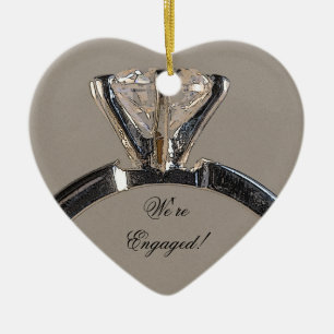 Diamond Engagement Ring on Grey Ceramic Tree Decoration
