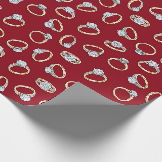 Diamond Engagement Ring Pattern Design Wrapping Paper (Corner)