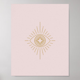 Diamond Eye Dorm Room Wall Art   Gold, Pink