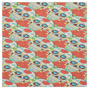 Diamond eyes sugar skull fabric