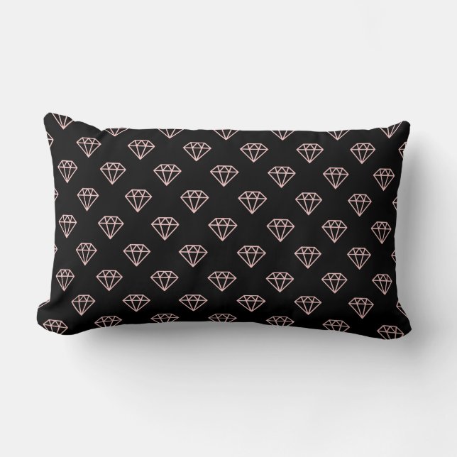 Diamond - Faded Pink on Black Lumbar Cushion (Front)