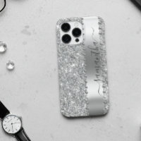 Diamond Faux  Glitter Calligraphy Name Silver