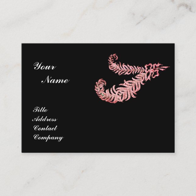DIAMOND FEATHERS MONOGRAM ,pink Business Card (Front)