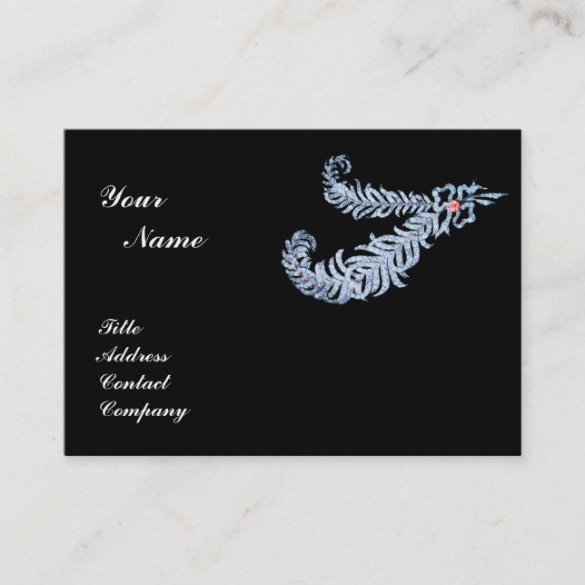 DIAMOND FEATHERS MONOGRAM ,pink Business Card (Front)