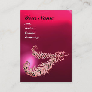 DIAMOND FEATHERS MONOGRAM Pink Fuchsia Purple Ruby Business Card