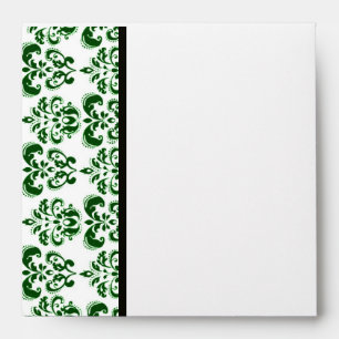 DIAMOND FEATHERS PINK GREEN BLACK AND WHITE DAMASK ENVELOPE