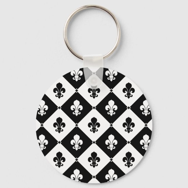 Diamond Fleur De Lis Pattern Key Ring (Front)