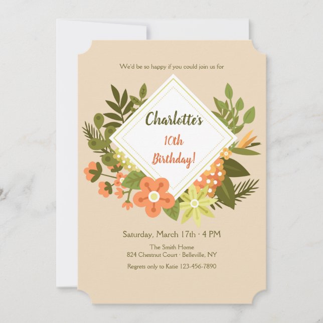 Diamond Floral Invitation (Front)
