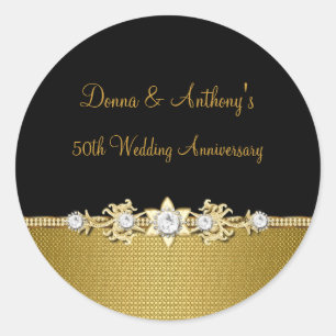 Diamond Flower 50th Wedding Anniversary Sticker