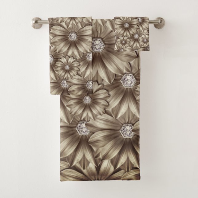 Diamond Flowers Bath Towel Set Gemstone (Insitu)