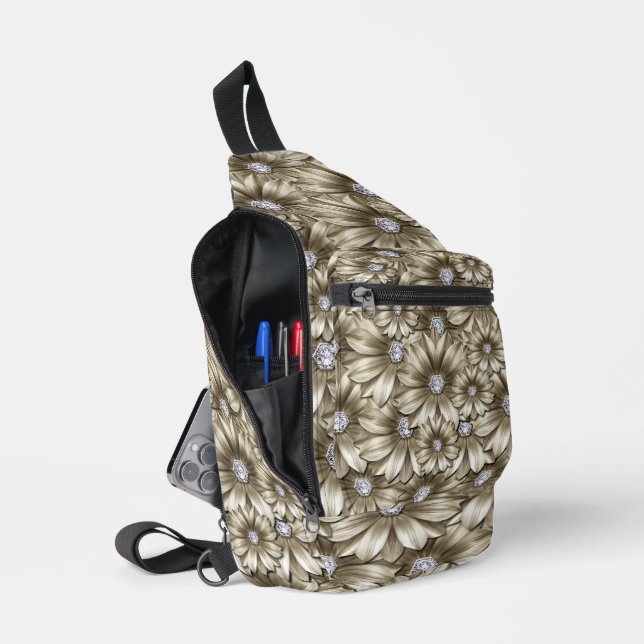 Diamond Flowers Sling Bag (Open)