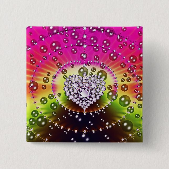 Diamond Fractal 15 Cm Square Badge (Front)
