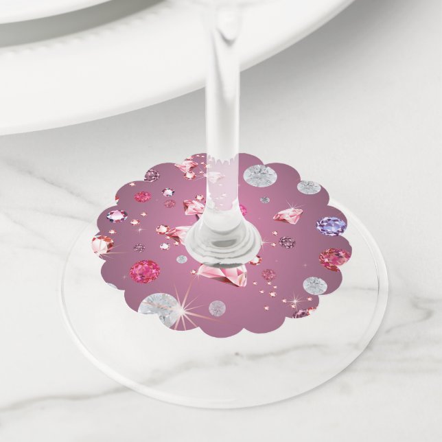 Diamond Galaxy 9 Wine Glass Tag (Close Up)