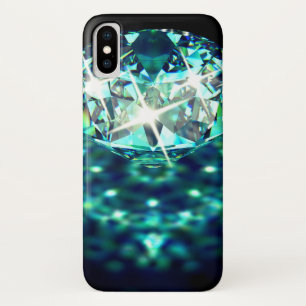 Diamond gem sparkly elegant black turquoise  Case-Mate iPhone case