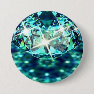 Diamond gem stone sparkly elegant 7.5 cm round badge