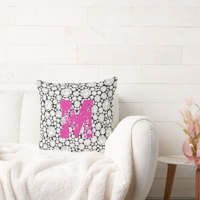 Diamond Gems INITIAL Glam Chic Grunge Pink Cushion (Couch)