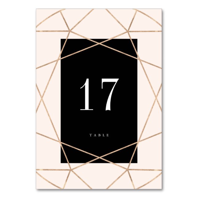 Diamond Gemstone Geometric Modern Stylish Wedding Table Number (Front)