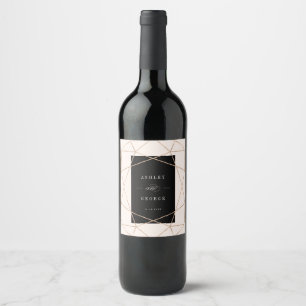 Diamond Gemstone Geometric Modern Stylish Wedding Wine Label