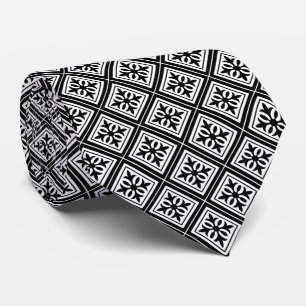Diamond Geometric Black & White Wedding Tie