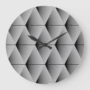 Diamond Geometric: Monochrome Vintage Design Large Clock