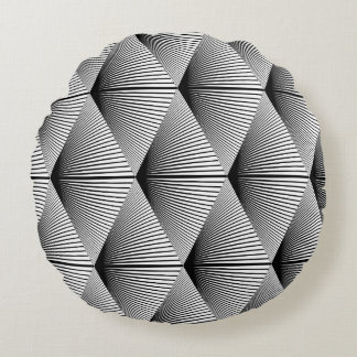 Diamond Geometric: Monochrome Vintage Design Round Cushion