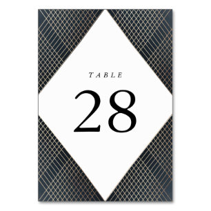 Diamond Geometric Navy Gold Gatsby Wedding Table Number
