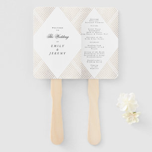 Diamond Geometric White Gold Gatsby Wedding Hand Fan