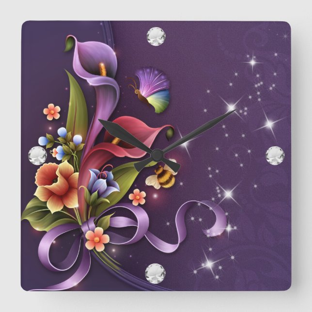 Diamond Girl #3 Square Wall Clock (Front)