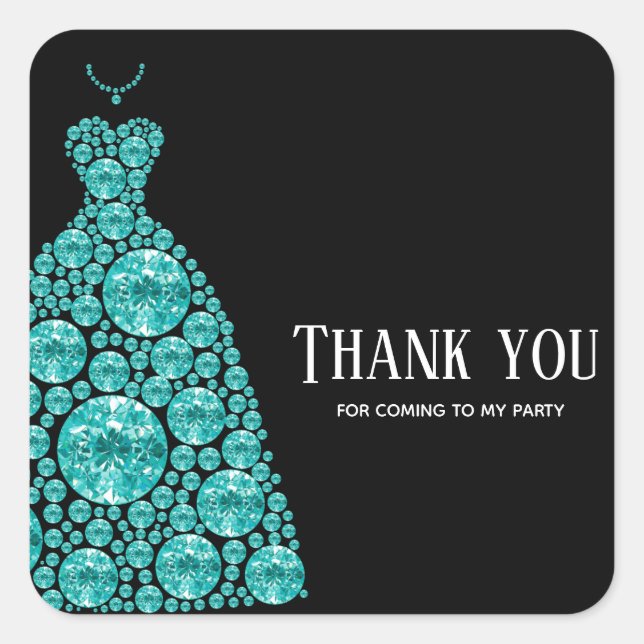 Diamond Glam Gown Dresses Square Sticker (Front)
