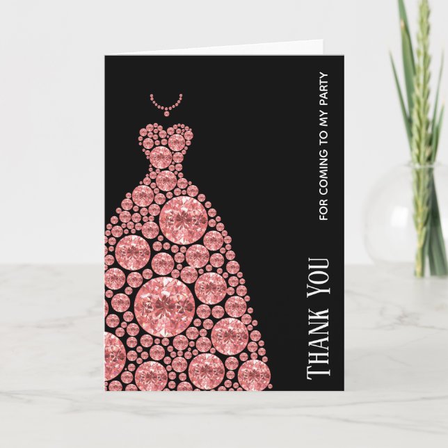 Diamond Glam Gown Dresses Thank You Card (Front)
