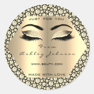 Diamond Glitter Champaigne Gold Made With Love Classic Round Sticker