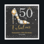 Diamond Glitter Fifty and Fabulous 50th Birthday Napkin<br><div class="desc">Personalise this modern chic Fifty and Fabulous 50th birthday party napkins with your own wording and party details easily and quickly,  simply press the customise it button to further re-arrange and format the style and placement of the text.   Matching items available in store!  (c) The Happy Cat Studio</div>