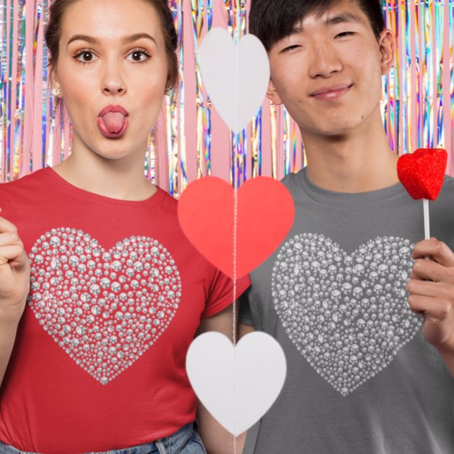 Diamond Glitter Glam Red Heart Valentine's day T-Shirt (Creator Uploaded)