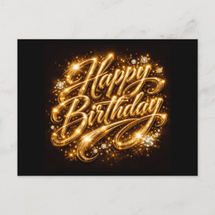 Diamond Glow Birthday — 3D Golden  Postcard