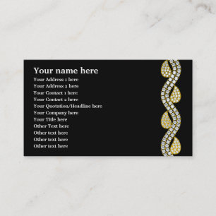 Diamond & gold paisley pattern-black business card