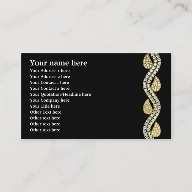Diamond & gold paisley pattern-black business card (Front)