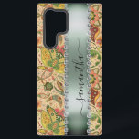 Diamond Green Paisley  Calligraphy Monogram Name Samsung Galaxy Case<br><div class="desc">Any glitter or diamonds in design are photos and simulated. This design may be personalised in the area provided by changing the photo and/or text. Or it can be customised by clicking Personalise this Template and then choosing the click to customise further option and delete or change the colour of...</div>