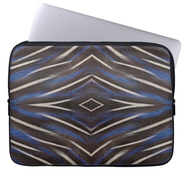 Diamond guinea fowl feather design laptop sleeve (Front)