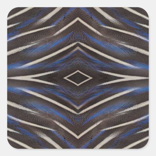 Diamond guinea fowl feather design square sticker (Front)