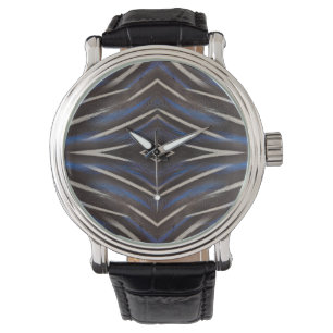 Diamond guinea fowl feather design watch